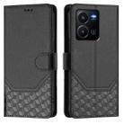 For vivo Y35 4G / Y22s 4G / Y22 4G Global Honeycomb Embossing RFID Leather Phone Case(Black) - 2