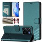 For vivo Y35 4G / Y22s 4G / Y22 4G Global Honeycomb Embossing RFID Leather Phone Case(Peacock Green) - 1