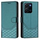 For vivo Y35 4G / Y22s 4G / Y22 4G Global Honeycomb Embossing RFID Leather Phone Case(Peacock Green) - 2