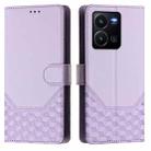 For vivo Y35 4G / Y22s 4G / Y22 4G Global Honeycomb Embossing RFID Leather Phone Case(Light Purple) - 2