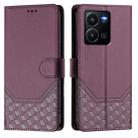 For vivo Y35 4G / Y22s 4G / Y22 4G Global Honeycomb Embossing RFID Leather Phone Case(Violet) - 2