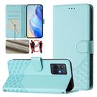 For vivo Y55s 2023 / Y75 5G Global Honeycomb Embossing RFID Leather Phone Case(Mint Green) - 1