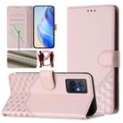 For vivo Y55s 2023 / Y75 5G Global Honeycomb Embossing RFID Leather Phone Case(Pink) - 1