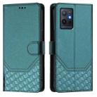 For vivo Y55s 2023 / Y75 5G Global Honeycomb Embossing RFID Leather Phone Case(Peacock Green) - 2