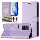 For vivo Y55s 2023 / Y75 5G Global Honeycomb Embossing RFID Leather Phone Case(Light Purple) - 1