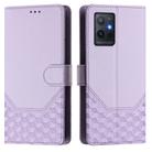 For vivo Y55s 2023 / Y75 5G Global Honeycomb Embossing RFID Leather Phone Case(Light Purple) - 2