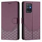 For vivo Y55s 2023 / Y75 5G Global Honeycomb Embossing RFID Leather Phone Case(Violet) - 2