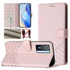 For vivo Y76 5G Honeycomb Embossing RFID Leather Phone Case(Pink) - 1