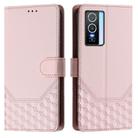 For vivo Y76 5G Honeycomb Embossing RFID Leather Phone Case(Pink) - 2