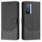 For vivo Y76 5G Honeycomb Embossing RFID Leather Phone Case(Black) - 2