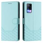 For vivo V20 / Y73 2021 Honeycomb Embossing RFID Leather Phone Case(Mint Green) - 2