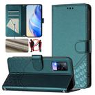 For vivo V20 / Y73 2021 Honeycomb Embossing RFID Leather Phone Case(Peacock Green) - 1