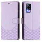 For vivo V20 / Y73 2021 Honeycomb Embossing RFID Leather Phone Case(Light Purple) - 2