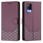 For vivo V20 / Y73 2021 Honeycomb Embossing RFID Leather Phone Case(Violet) - 2