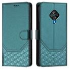 For vivo Y51a 2021 / Y33 4G 2021 Honeycomb Embossing RFID Leather Phone Case(Peacock Green) - 2