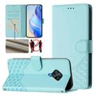 For vivo Y31 4G 2021 India / Y53s 4G Honeycomb Embossing RFID Leather Phone Case(Mint Green) - 1