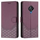 For vivo Y31 4G 2021 India / Y53s 4G Honeycomb Embossing RFID Leather Phone Case(Violet) - 2