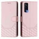 For vivo Y72 5G / iQOO Z3 Honeycomb Embossing RFID Leather Phone Case(Pink) - 2