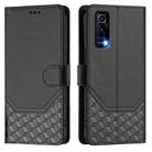 For vivo Y72 5G / iQOO Z3 Honeycomb Embossing RFID Leather Phone Case(Black) - 2