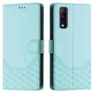 For vivo Y70s Honeycomb Embossing RFID Leather Phone Case(Mint Green) - 2