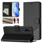 For vivo Y70s Honeycomb Embossing RFID Leather Phone Case(Black) - 1