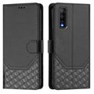 For vivo Y70s Honeycomb Embossing RFID Leather Phone Case(Black) - 2