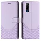 For vivo Y70s Honeycomb Embossing RFID Leather Phone Case(Light Purple) - 2