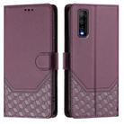 For vivo Y70s Honeycomb Embossing RFID Leather Phone Case(Violet) - 2