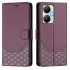 For vivo Y27 4G 2023 Global Honeycomb Embossing RFID Leather Phone Case(Violet) - 2