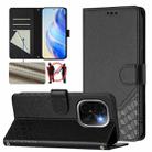 For vivo iQOO Z9s Pro 5G / T3 Pro 5G India Honeycomb Embossing RFID Leather Phone Case(Black) - 1