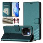 For vivo iQOO Z9s Pro 5G / T3 Pro 5G India Honeycomb Embossing RFID Leather Phone Case(Peacock Green) - 1