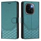 For vivo iQOO Z9s Pro 5G / T3 Pro 5G India Honeycomb Embossing RFID Leather Phone Case(Peacock Green) - 2