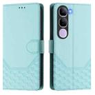 For vivo V40 Lite 5G IDN Honeycomb Embossing RFID Leather Phone Case(Mint Green) - 2