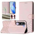 For vivo V40 Lite 5G IDN Honeycomb Embossing RFID Leather Phone Case(Pink) - 1