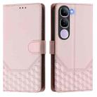 For vivo V40 Lite 5G IDN Honeycomb Embossing RFID Leather Phone Case(Pink) - 2