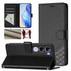 For vivo V40 Lite 5G IDN Honeycomb Embossing RFID Leather Phone Case(Black) - 1