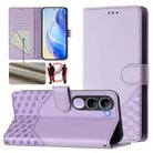 For vivo V40 Lite 5G IDN Honeycomb Embossing RFID Leather Phone Case(Light Purple) - 1