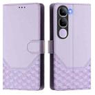 For vivo V40 Lite 5G IDN Honeycomb Embossing RFID Leather Phone Case(Light Purple) - 2