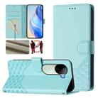 For vivo iQOO Z9s 5G / V40e 5G India Honeycomb Embossing RFID Leather Phone Case(Mint Green) - 1