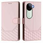 For vivo iQOO Z9s 5G / V40e 5G India Honeycomb Embossing RFID Leather Phone Case(Pink) - 2