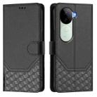 For vivo iQOO Z9s 5G / V40e 5G India Honeycomb Embossing RFID Leather Phone Case(Black) - 2