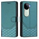 For vivo iQOO Z9s 5G / V40e 5G India Honeycomb Embossing RFID Leather Phone Case(Peacock Green) - 2