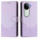 For vivo iQOO Z9s 5G / V40e 5G India Honeycomb Embossing RFID Leather Phone Case(Light Purple) - 2