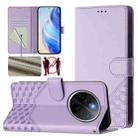 For vivo Y300 Pro Honeycomb Embossing RFID Leather Phone Case(Light Purple) - 1