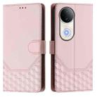 For vivo S20 5G Honeycomb Embossing RFID Leather Phone Case(Pink) - 2