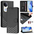 For vivo S20 5G Honeycomb Embossing RFID Leather Phone Case(Black) - 1
