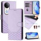 For vivo S20 5G Honeycomb Embossing RFID Leather Phone Case(Light Purple) - 1