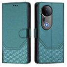 For vivo S20 Pro 5G Honeycomb Embossing RFID Leather Phone Case(Peacock Green) - 2