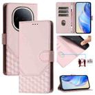 For vivo Y300 5G Honeycomb Embossing RFID Leather Phone Case(Pink) - 1