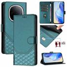 For vivo Y300 5G Honeycomb Embossing RFID Leather Phone Case(Peacock Green) - 1